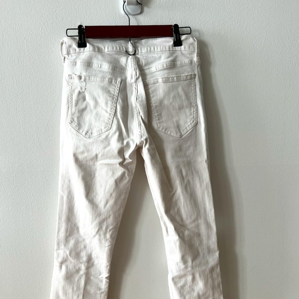 GAP Distressed Mid-Rise Straight Leg White Denim
